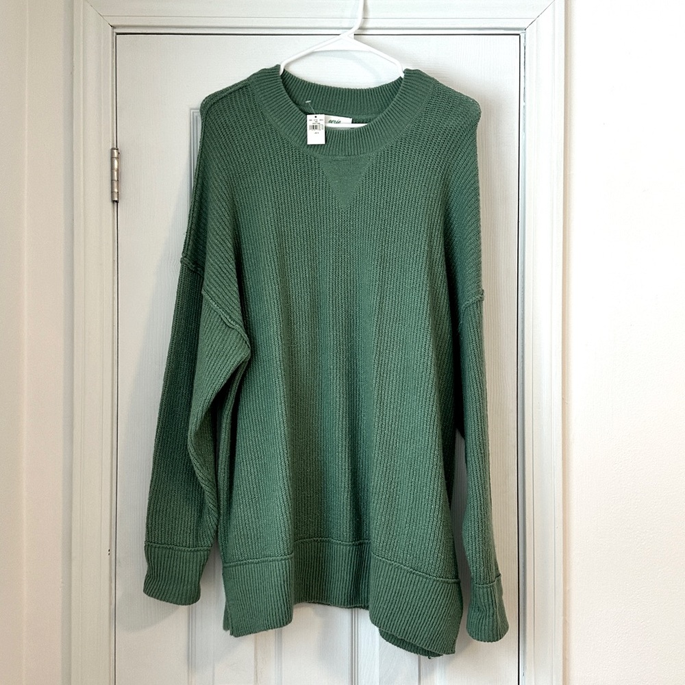 NWT aerie Cozyup Ribbed Sweater Frosty Trail